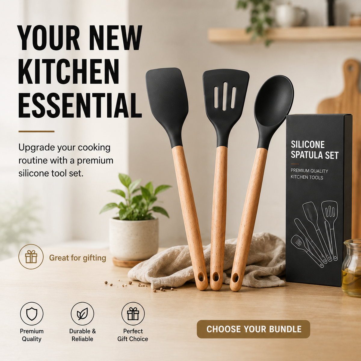 Heat-Resistant Silicone Spoon Spatula – Scratch-Friendly Multi-Purpose Kitchen Utensil