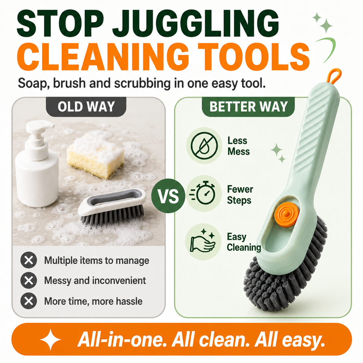 2-in-1 Refillable Liquid Dispensing Shoe Cleaning Brush – Push-to-Dispense Soft Bristle Scrubber