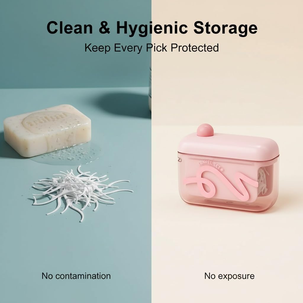✨Travel-sized storage case - features an automatic pop-up dispenser, portable and refillable, perfect for oral care at home, in restaurants, and while traveling.