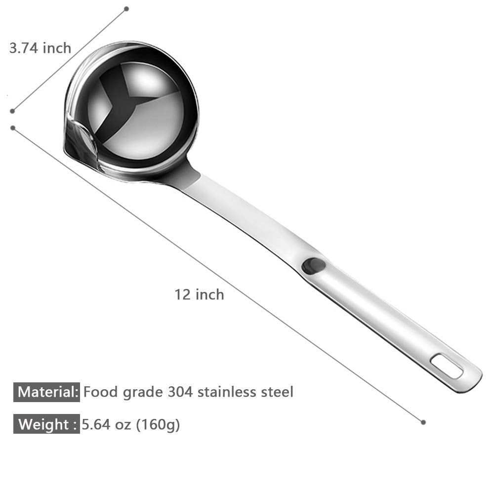 Stainless Steel Fat Separator Skimmer Soup Ladle for Kitchen Cooking