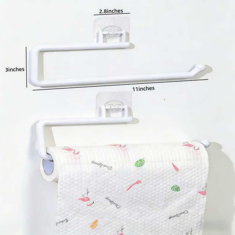 Self-Adhesive Paper Towel Holder Under Cabinet – No Drill Adhesive Paper Towel Rack for Kitchen & Bathroom – 11 Inch Wall Mount Roll Holder for Standard Rolls