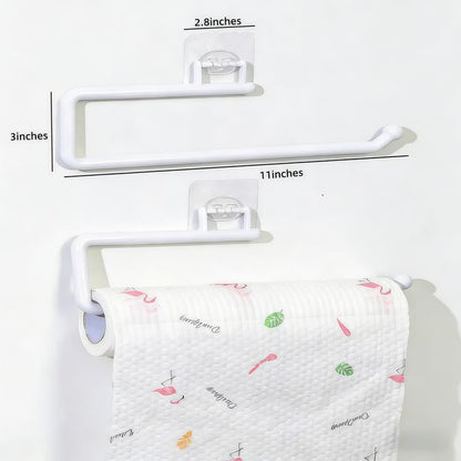 Self-Adhesive Paper Towel Holder Under Cabinet – No Drill Adhesive Paper Towel Rack for Kitchen & Bathroom – 11 Inch Wall Mount Roll Holder for Standard Rolls