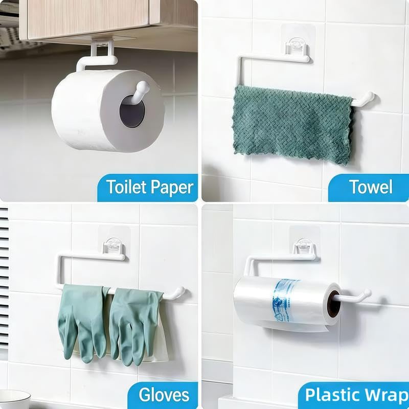 Self-Adhesive Paper Towel Holder Under Cabinet – No Drill Adhesive Paper Towel Rack for Kitchen & Bathroom – 11 Inch Wall Mount Roll Holder for Standard Rolls