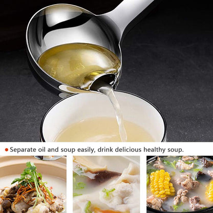 Stainless Steel Fat Separator Skimmer Soup Ladle for Kitchen Cooking