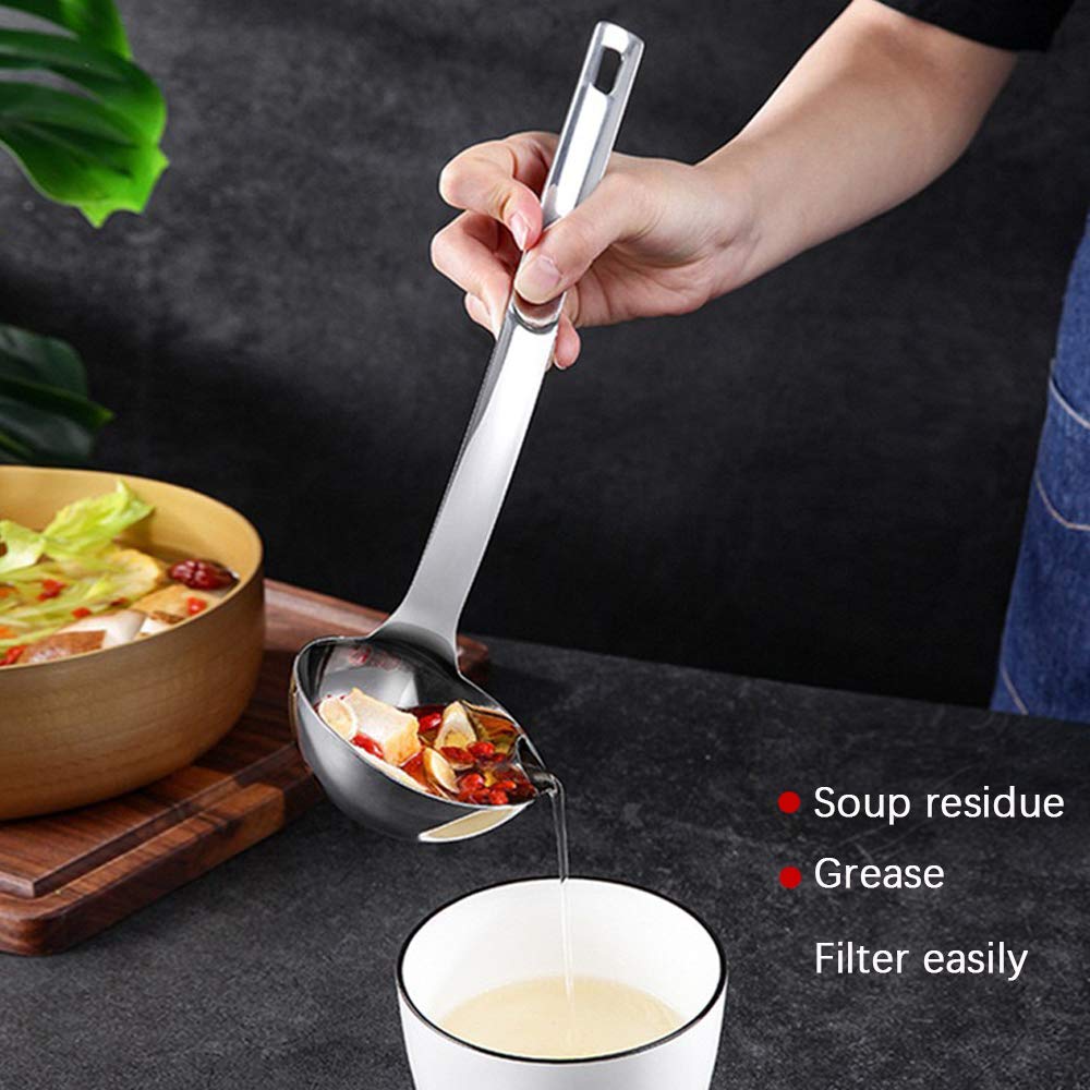 Stainless Steel Fat Separator Skimmer Soup Ladle for Kitchen Cooking