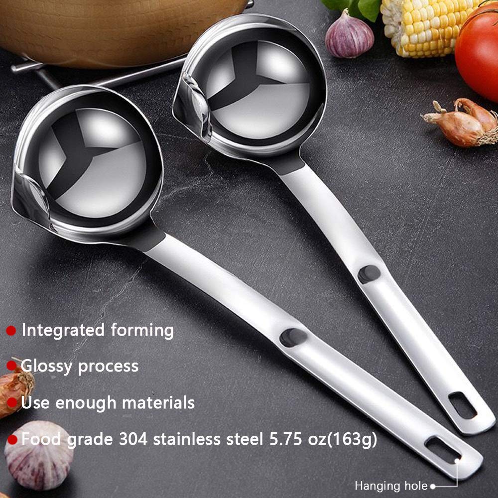 Stainless Steel Fat Separator Skimmer Soup Ladle for Kitchen Cooking