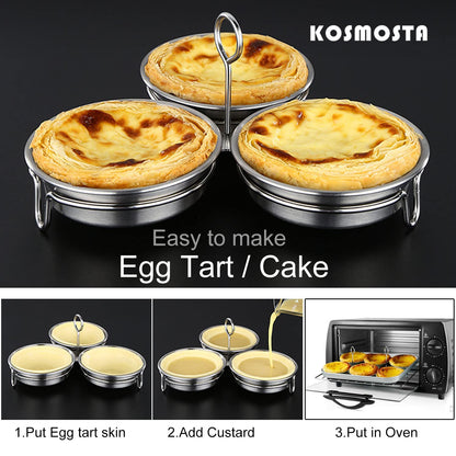 1 Count Stainless Steel Egg Poacher, 3 Cavity Steaming Egg Mold with Handle for Home Kitchen Steamed Egg and Dessert Making