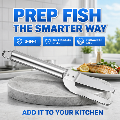 Ultimate 3-in-1 Stainless Steel Fish Scaler Tool – Mess-Free Descaler, Belly Opener & Skin Scorer