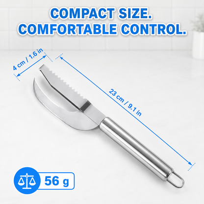 Ultimate 3-in-1 Stainless Steel Fish Scaler Tool – Mess-Free Descaler, Belly Opener & Skin Scorer