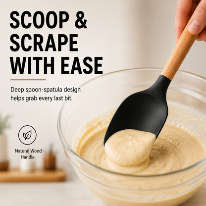 Heat-Resistant Silicone Spoon Spatula – Scratch-Friendly Multi-Purpose Kitchen Utensil