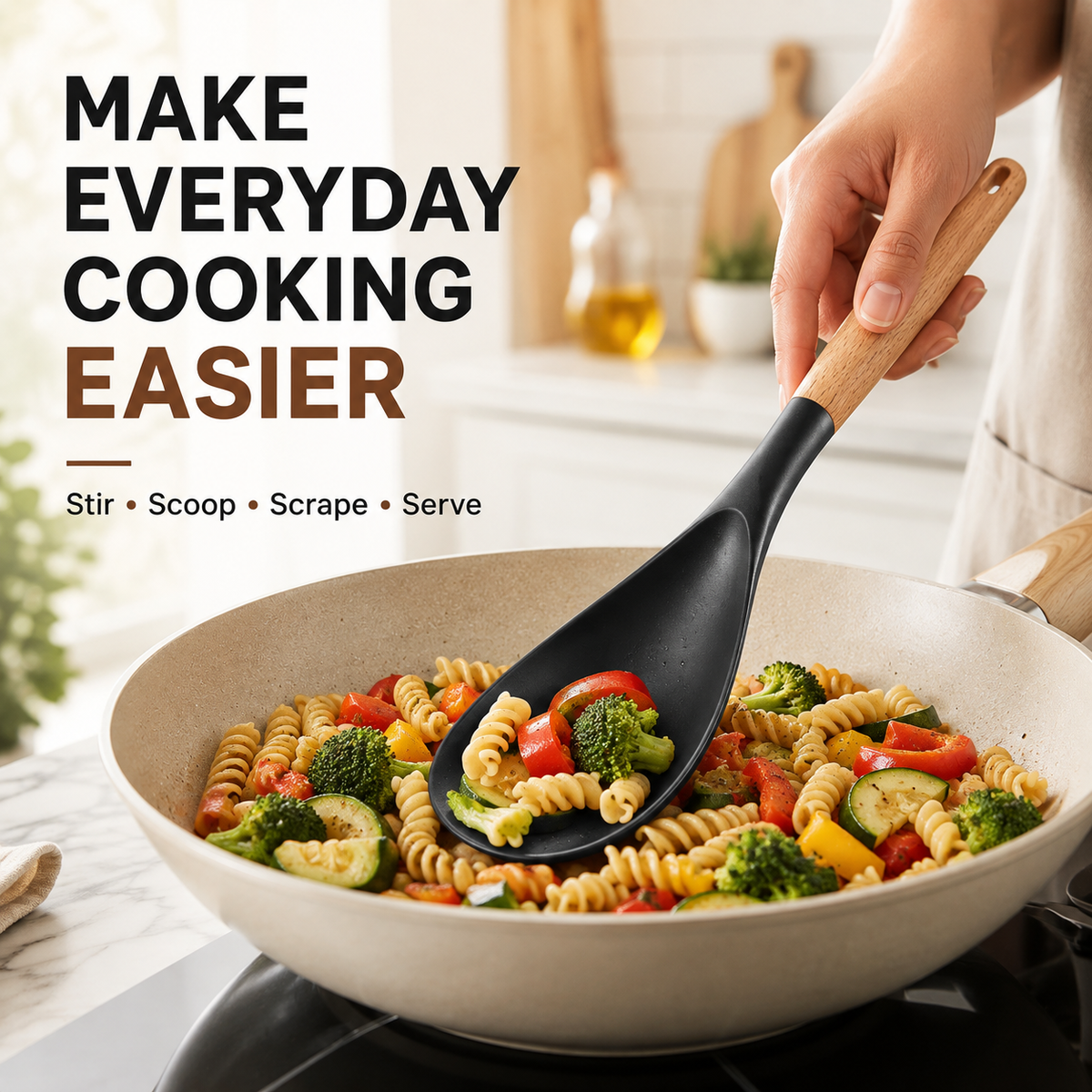 Heat-Resistant Silicone Spoon Spatula – Scratch-Friendly Multi-Purpose Kitchen Utensil