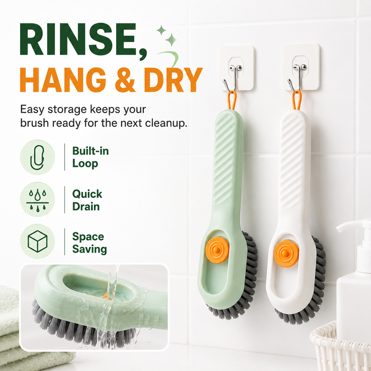 2-in-1 Refillable Liquid Dispensing Shoe Cleaning Brush – Push-to-Dispense Soft Bristle Scrubber