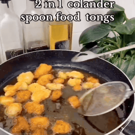 Frying Oil Filter Clamp Oil Spoon Oil Drain Food Clamp Kitchen Colander Stainless Steel Fried Food Oil Spoon Filter Mesh