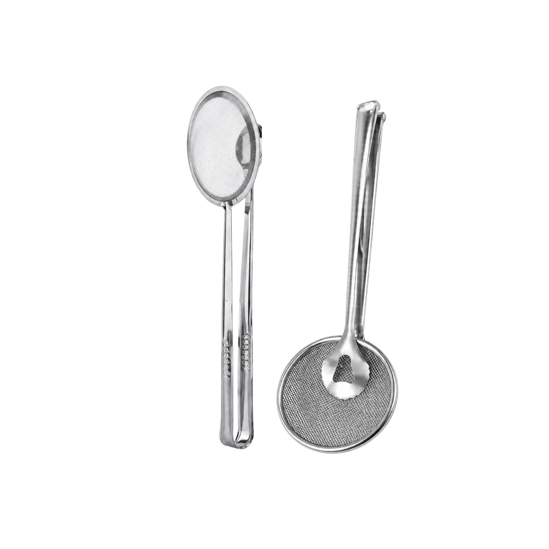 Frying Oil Filter Clamp Oil Spoon Oil Drain Food Clamp Kitchen Colander Stainless Steel Fried Food Oil Spoon Filter Mesh