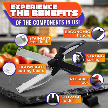 2-in-1 Clever Cutter: The Ultimate Kitchen Scissors with Built-in Cutting Board